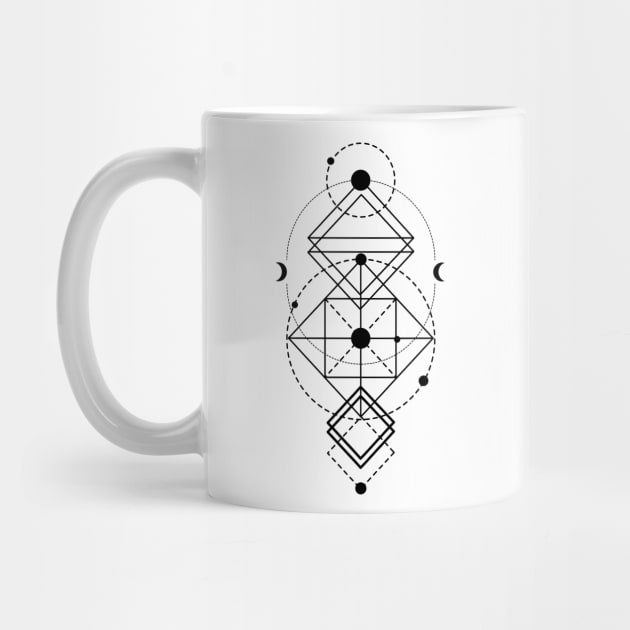 Geometric Symbol Perfect Symmetry with Moons and Diamonds Black Version by Always Growing Boutique
